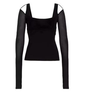 NWT Nensi Dojaka Black Formfitting Shoulder Cut-Out Top - Sz M